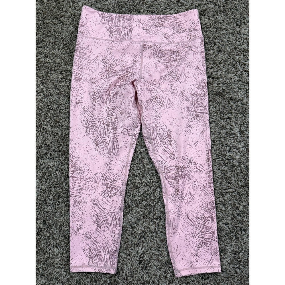 Zyia Active Pink Gold Etching Light N Tight Hi-Rise Crop 7/8 Leggings Size 16-18